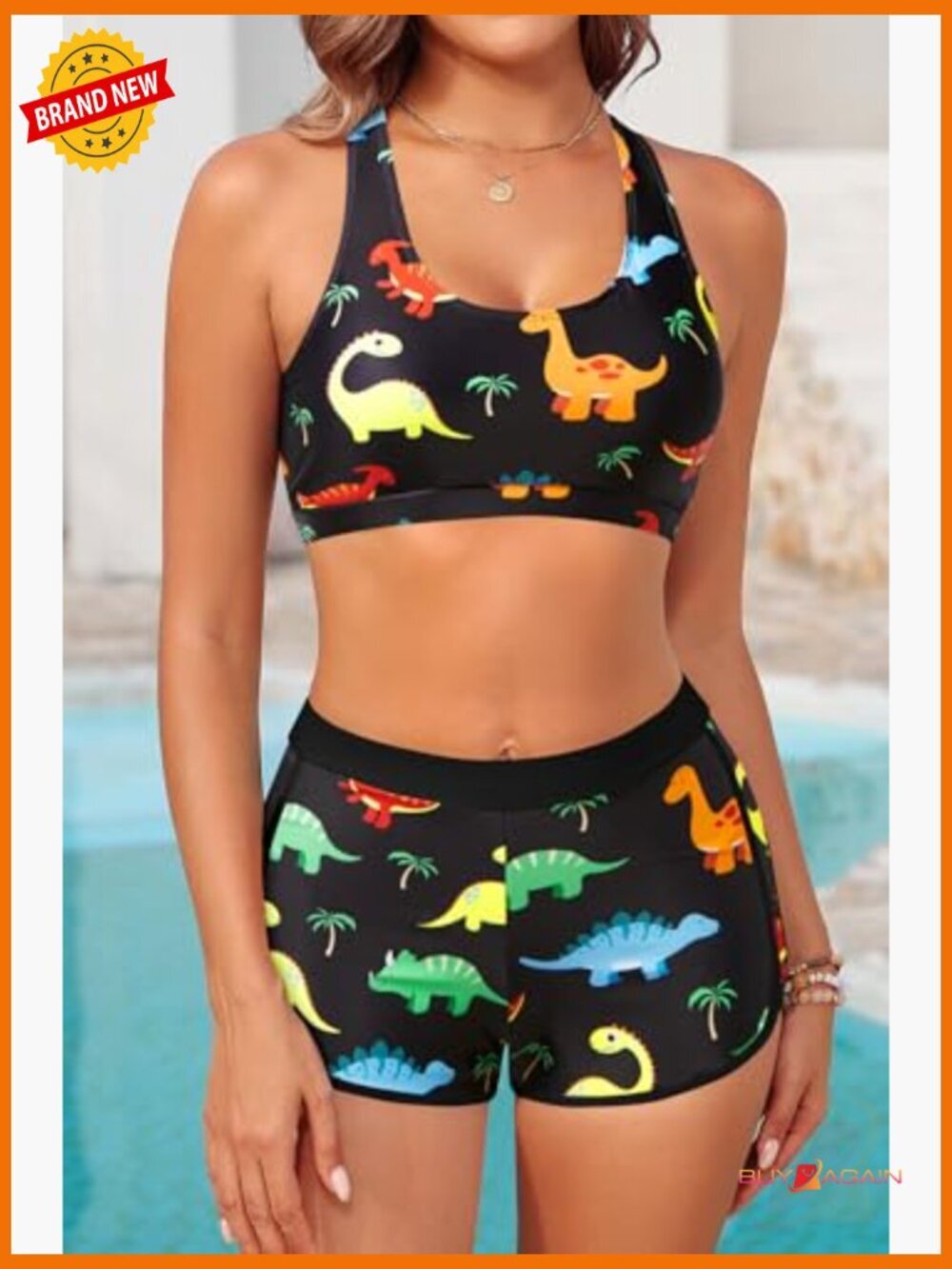 3 Piece Tankini Swimsuit with Boyshorts Athletic Swimwear - Picture 4 of 7